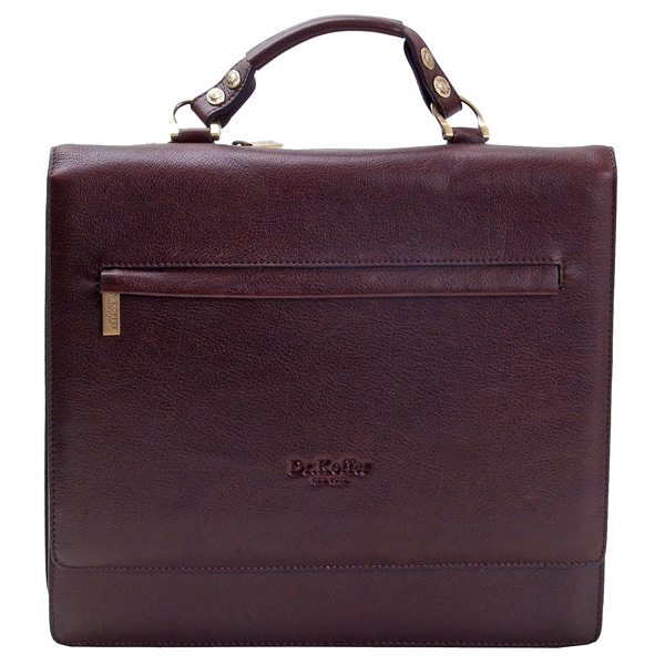 Темно-коричневая кожаная деловая сумка со съемным плечевым ремнем и жестким каркасом Dr.Koffer B402137-02-09