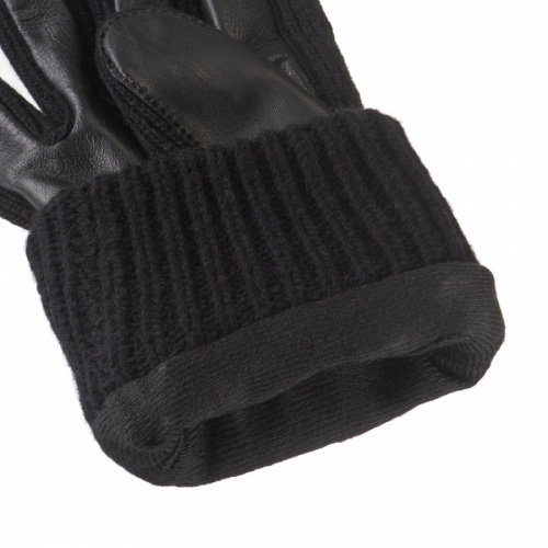 Черные кожаные перчатки с вязаными манжетами Dr.Koffer H720019-41-04